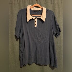 Blue ModCloth 3x ribbed collared shirt